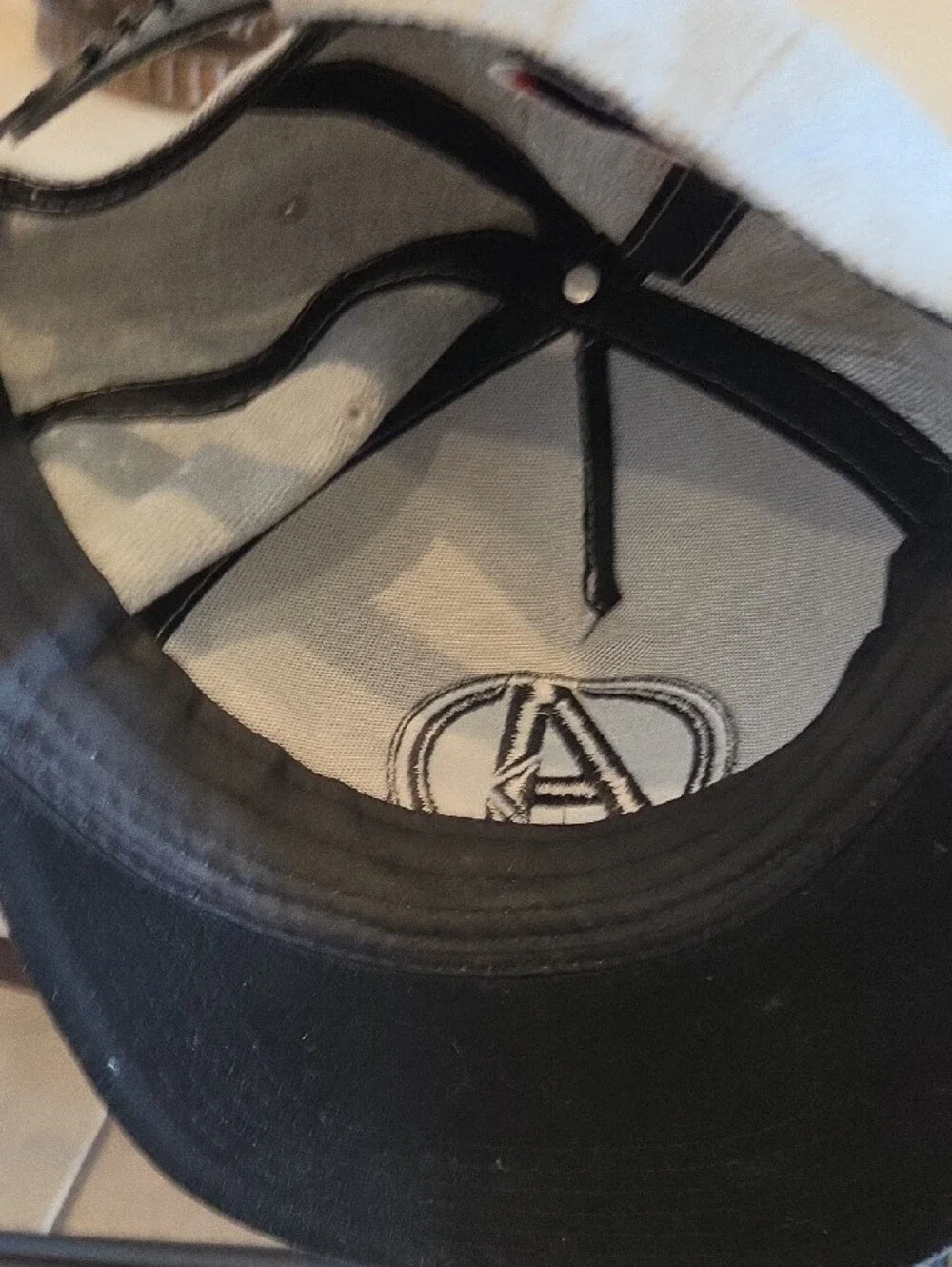 Grey Avengers Logo Snapback Hat with Multicolor Brim